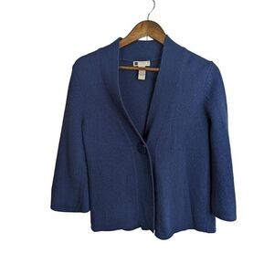 Carole Little‎ Blue Lambswool and Angora Blend Cardigan Office Capsule Wear sz S